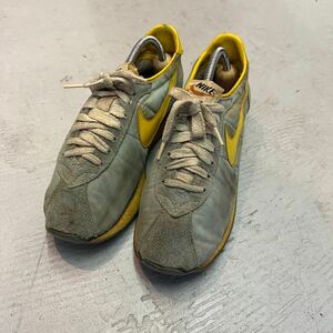 ナイキ NIKE ワッフルトレーナー US7.5 25.5cm オリジナル ビンテージ 70s 青 黄 ブルー イエロー オレンジタグ 縦ナイキ オールド 当時物