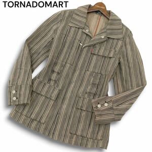 TORNADOMART トルネードマート 通年 ストライプ★ スリム サファリ ジャケット Sz.M　メンズ 日本製　A4T09184_8#O