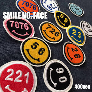 ■スマイルナンバーフェイスワッペン■46×46mm■１枚￥400■smile number face patch