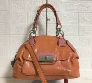 no22549 COACH コーチ 19301 2WAY エナメル ショルダー ハンド トート ミニボストン バッグ ☆ 