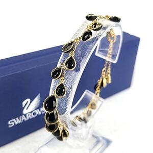 ◆未使用級◆SWAROVSKI　スワロフスキー ブレスレット 黒×ゴールド ティアドロップ 1065504