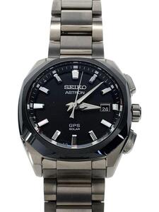 SEIKO◆ソーラー腕時計/アナログ/チタン/BLK/3X22-0AD0