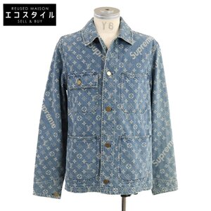 LOUIS VUITTON ルイヴィトン x SUPREME シュプリーム HDK91WALL Jacquard Denim Chore Coat モノグラムジャカード デニムジャケット 44