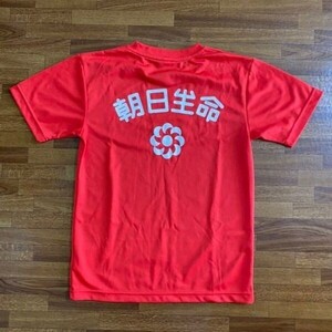 朝日生命　半袖Tシャツ　ポリシャツ　メンズ　XSサイズ　レッド　MIZUNO ミズノ　ワークシャツ 非売品　入手困難　レア