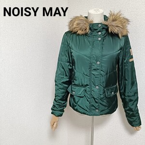 ノイジーメイ NOISY MAY 美品 中わたジャケット アウター ジップアップ ボタン フード付き 緑色 グリーン M レディース