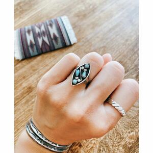 超希少!Vintage 1960’s Navajo Silver Multiple Turquoise Ring MADE IN USA ZUNI HOPIナバホビンテージマルチターコイズリング11.5号ズニ