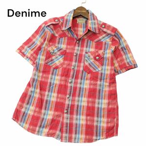 美品★ Denime ドゥニーム 春夏★ 半袖 ウエスタン チェック シャツ Sz.S　メンズ　A4T05579_5#A