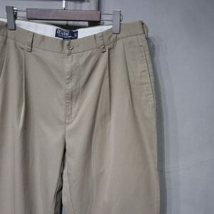 【即決】polo ralph lauren ポロラルフローレン HAMMOND PANT チノパンツ ツータック インタック ベージュ 古着 W34