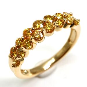 1円〜!!豪華!!▼K18 天然ダイヤモンドリング▼D 約3.1g 11号 イエローダイヤモンド diamond jewelry ring 指輪 ED1/ED7 S672