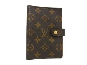 1円 ■美品■ LOUIS VUITTON ルイヴィトン R20005 モノグラム アジェンダPM 6穴式 手帳カバー スケジュール帳 ブラウン系 BI8441