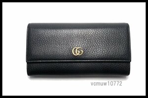 近年モデル希少美中古■GUCCI GGマーモント レザー 2つ折り長財布 グッチ■0411ax16977