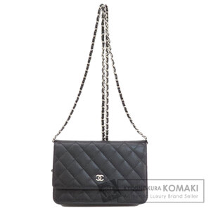 CHANEL シャネル チェーンウォレット マトラッセ シルバー金具 長財布（小銭入れあり） キャビアスキン レディース 中古