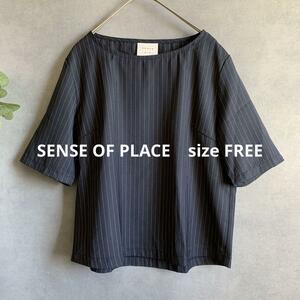 SENSE OF PLACE 黒ストライプカットソー アーバンリサーチ