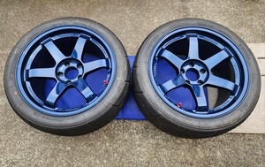 レイズ製 TE37SL 18×11J+18 5H 114.3 アドバン A050 GS 295/35ZR18 2本 マグブルー