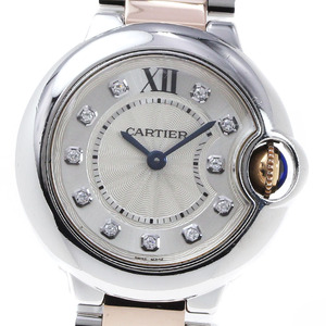 カルティエ CARTIER WE902030 バロンブルーSM K18PGコンビ 11Pダイヤ クォーツ レディース _826844