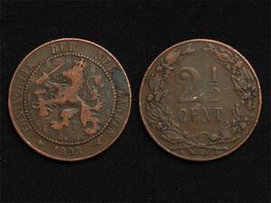 【オランダ】 2.5セント 1903年　 剣と獅子 ブロンズ銅貨