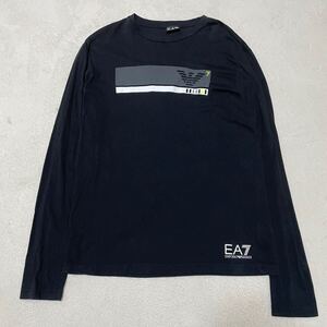 EA7 EMPORIO ARMANI エンポリオアルマーニ　 ロンT 長袖Tシャツ ブラック カットソー 長袖 黒 イーグルロゴ　Lサイズ