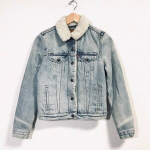 H7399dE LEVI STRAUSS & CO. リーバイ・ストラウス&カンパニー デニムジャケット 裏ボア ブルー系 レディース XS 古着 Gジャン Levi