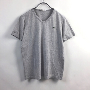 ◆お洒落な逸品◆LACOSTE/ラコステ 半袖 Tシャツ Vネック コットン100％ グレー 3 レディース C7 ｃ4622