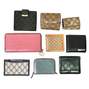 (B50) GUCCI グッチ オールドグッチ 財布 9点 まとめ 長財布 キーケース 二つ折り カードケース シグネチャー GG レザー ジャンク ブランド