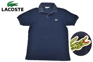 Y-8192★送料無料★CHEMISE LACOSTE シュミーズ ラコステ★80s 90s ヴィンテージ ネイビー紺色 ワニロゴ刺繍 鹿の子 半袖 ポロシャツ 3