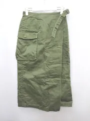 ◇ ID DAILYWEAR バックスリット 無地 膝下丈 タイト ラップ巻き スカート サイズF カーキ レディース P  【1302200000170】