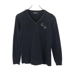 エンポリオアルマーニ 日本製 長袖 Tシャツ XS 黒 Emporio Armani ロンT メンズ