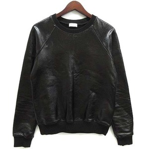 サンローラン パリ SAINT LAURENT PARIS コーティング スウェット トレーナー クルーネック プルオーバー ブラック 黒 XS 405553 ☆AA★