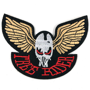 スカルモチーフ パッチ Skull Iron Patch バイカー ワッペン アウトロー 骸骨 髑髏 ドクロ Outlaw Biker