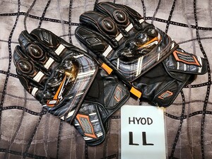 【LL】HYOD ウィンターレーシンググローブ オールレザー ¥18000　D3O カーボンナックルガード　バイク ライディング ライダース