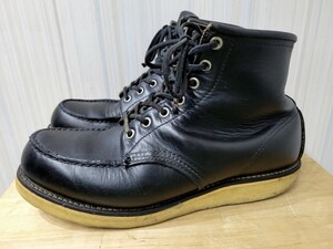 90s 犬タグ USA製 REDWINGS 8175 モックトウ ブーツ 黒 US7ハーフ 25.5cm 90年代 アメリカ製 ビンテージ ワークブーツ ブラック