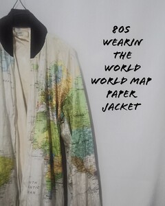 Vintage wearin the world world map paper jacket 80s ウェアリン ザ ワールド 世界地図 ペーパー ジャケット カートコバーン ビンテージ