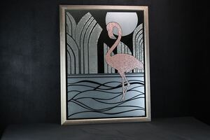 【美品】 大型 パブミラー フラミンゴ WINDSOR ART M862 784 FLAMINGO 壁掛け インテリア 店舗 ディスプレイ 壁飾りバー クラブ