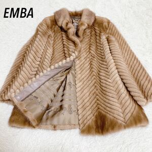 未使用　エンバ　最高級　パステルミンク　リアルファーコート　毛皮　刺繍　M EMBA ハーフコート　 FUR ミンクコート