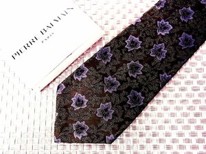 ♪0873S♪新品【刺繍 葉っぱ 植物 柄】ピエールバルマン【PIERRE BALMAIN】シルクネクタイ