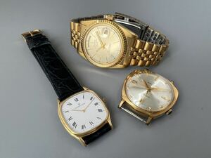 O1★不動品 3点 HAMILTON RICOH E1002 ELGIN DELUXE FKA125 UNIVERSAL GENEVE まとめ 腕時計 セット売り