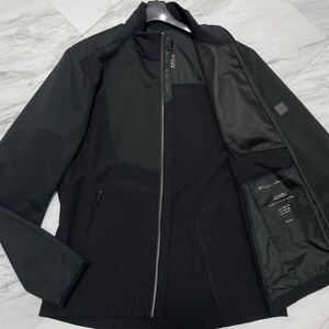 美品/超希少XL●ヒューゴボス HUGO BOSS ナイロンジャケット ブルゾン ラバープレート バックロゴ 機能性◎ ストレッチ 防水 軽量 黒