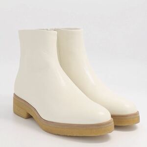 新品 The Row ザ ロウ Boris ボリス leather ankle boots ブーツ ショートブーツ Milk ホワイト 40.5 UK7.5 定価¥21,7800