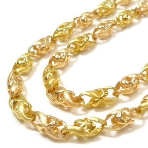 【K18】 2色 コンビ イエローゴールド ＆ ピンクゴールド チェーン ネックレス 18金 YG PG 41cm Yellow Pink gold Chain necklace ◇J