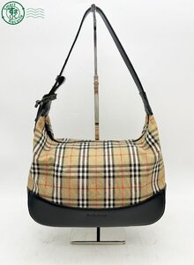 AL0607656　□1円～ BURBERRY バーバリー ノバチェック シャドーホース ワンショルダーバッグ 肩掛け ハンドバッグ ブラウン ブラック