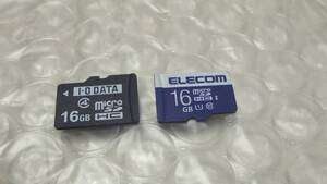 *ELECOM/I-O DATA/　micro ＳＤHCメモリーカード 　16GB 2枚セット 中古動作品　