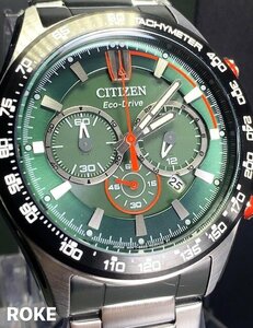 新品 腕時計 正規品 シチズン CITIZEN EcoDrive エコドライブ ソーラー アナログ腕時計 クロノグラフ カレンダー 防水 ステンレス グリーン