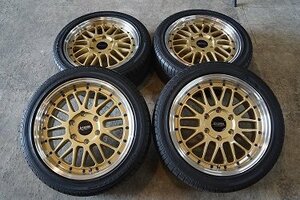 【ホイール未使用 タイヤ中古SET】225/45R18 225/45-18 ブリヂストン POTENZA ポテンザ RE050A 17年 levanna V10LTH 18in 6H139.7 7J+38