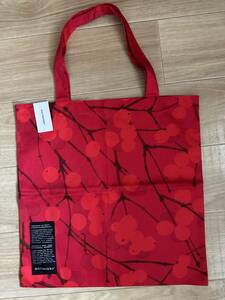 Marimekko マリメッコ ファブリックバッグ 100%綿　44x43cm　エストニア製　タグ付き新品　赤