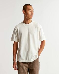 即決新品 Abercrombie&Fitch メンズ半袖Ｔシャツ ホワイト Sサイズ Mサイズ相当 アバクロ