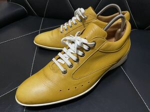 極美品 JOHN LOBB for ASTON MARTIN ジョンロブ 6≒24.5cm レザーシューズ レザースニーカー 最高級 春夏 イエロー メンズ お洒落