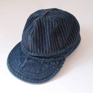 【 RRL 】Indigo Wabash Work Cap ダブルアールエル インディゴ ウォバッシュ ワーク キャップ 帽子 / M / 藍 キャスケット ビンテージ加工