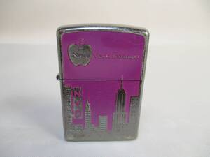 E112*ZIPPO 32*　New York Design　紫系　ジッポライター　/中古　/ニューヨーク【送料込】