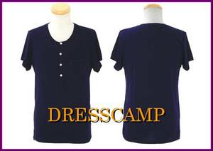 DRESSCAMP 高級生地 Tシャツ ドレスキャンプ メンズ ヘンリーネック 紺色 ネイビー 46 M