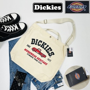 Dickies レッド ショルダーバッグ トートバッグ アウトドア キャンプ バイク スポーツブラックロゴフロントプリント ディッキーズ